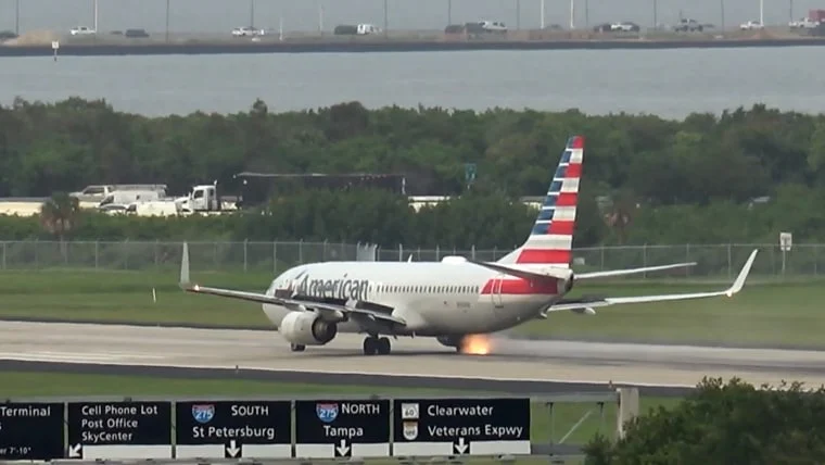 American Airlines Flight Aborted After Tire Blowout Sparks Fire During Tampa Takeoff