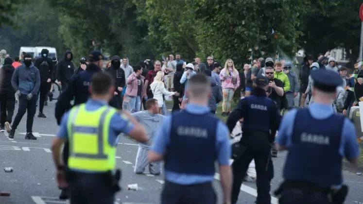 Gardaí said scenes of public disorder broke out following a peaceful protest staged earlier in the day. Photo: Collins