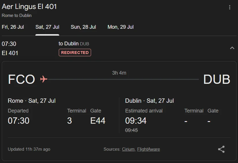 Passenger Flight from Italy to Ireland Diverts to Shannon Due to Mechanical Issue