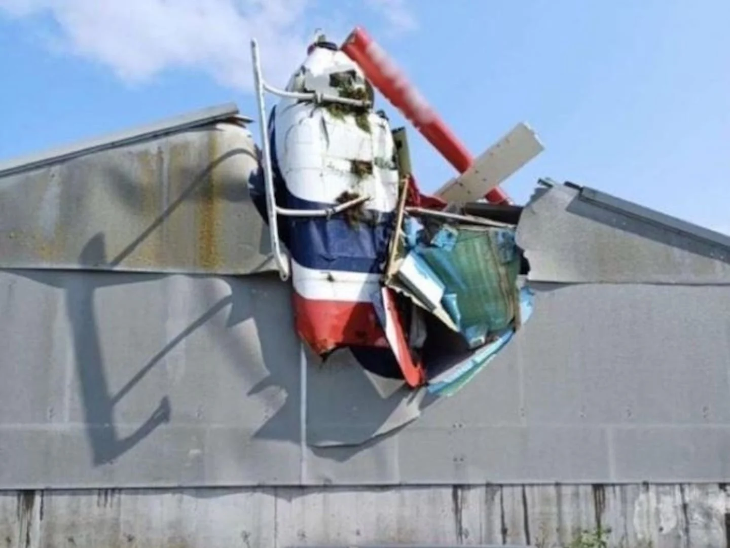 The scene of the helicopter crash at a piggery near Killucan, Co Westmeath. Photograph X