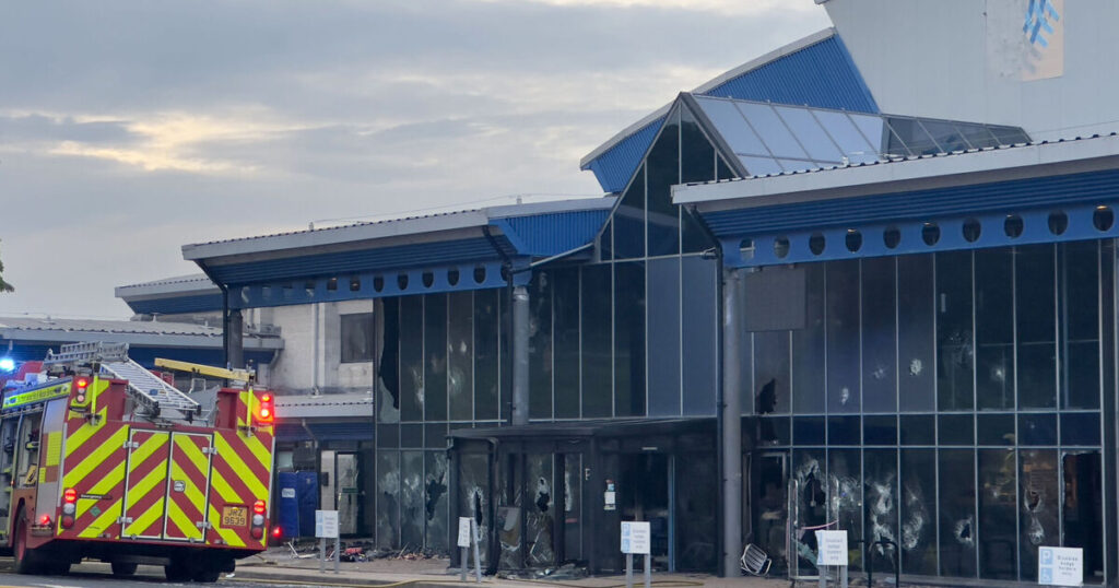Fire at leisure centre on third night of disorder in Ballymena