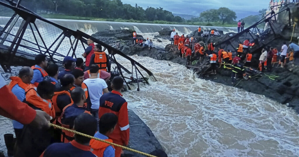 Two killed and 32 injured as bridge collapses at tourist destination in India