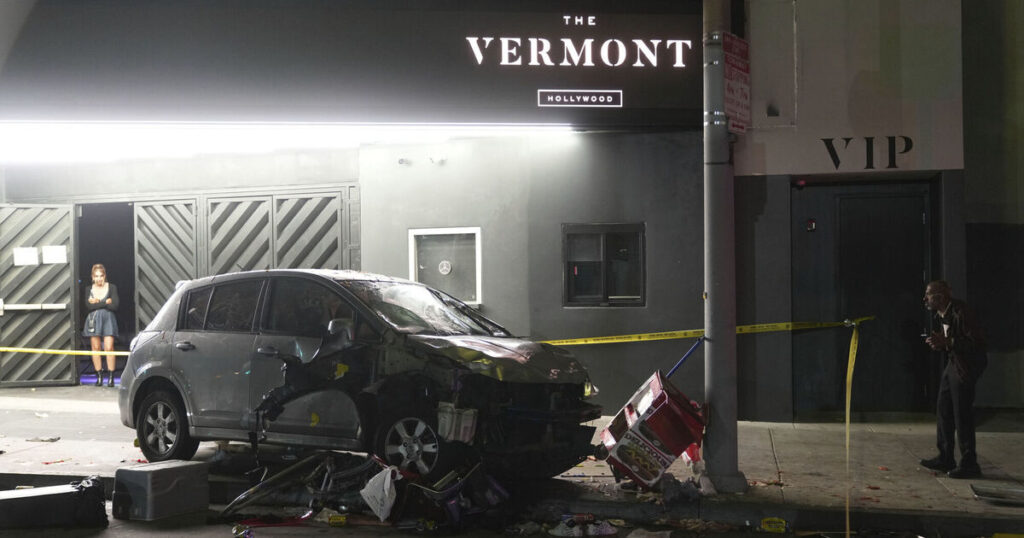 At least 30 injured when car hits crowd outside Los Angeles club, fire department says
