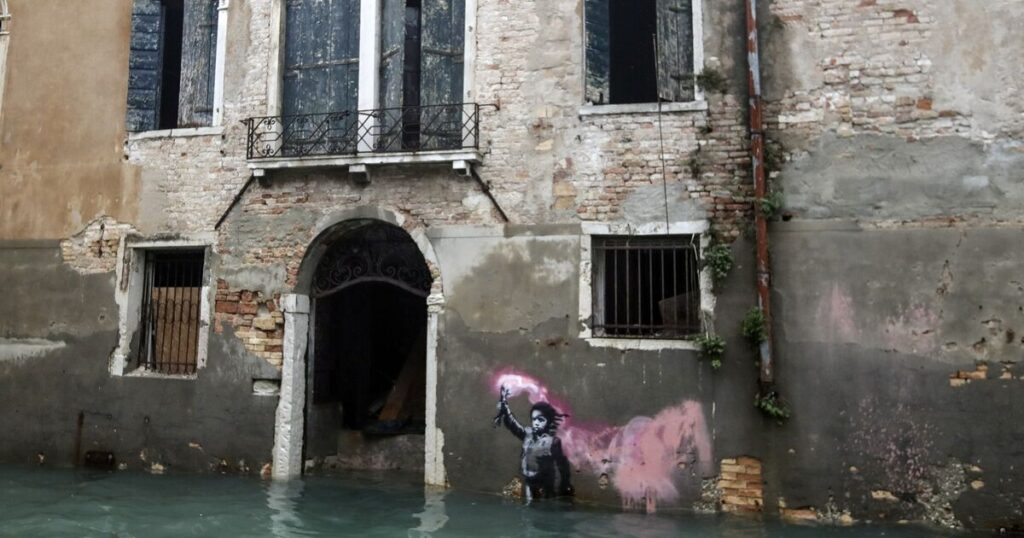 Banksy work The Migrant Child removed from Venetian palazzo for restoration