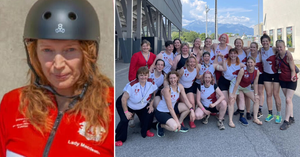 Donegal woman in action at Roller Derby World Cup