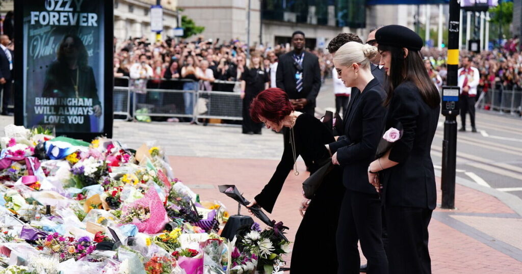 Family makes emotional stop during Ozzy Osbourne's funeral