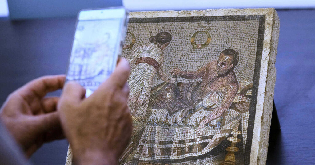 Roman-era mosaic panel stolen during Second World War returns to Pompeii