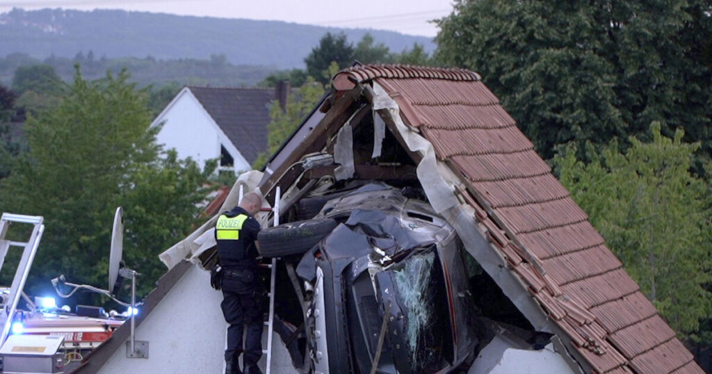 Two people seriously injured as car crashes into barn roof in Germany